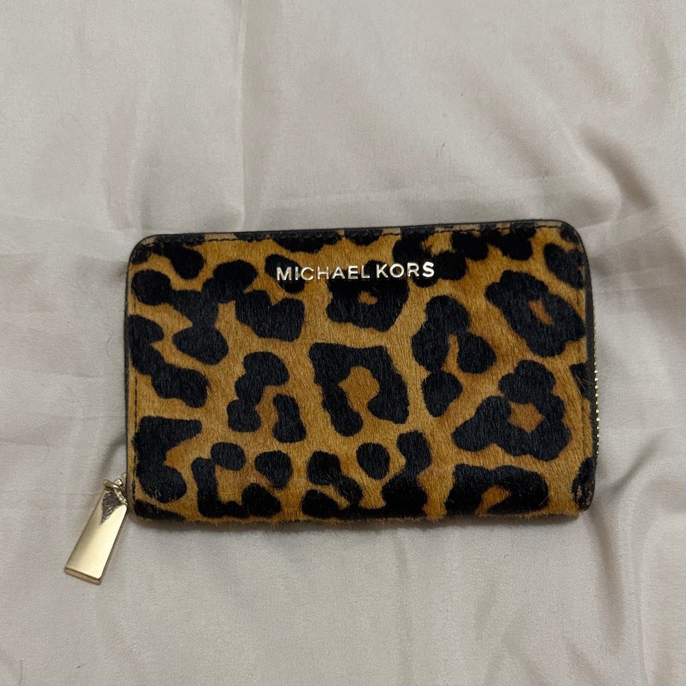 Michael Kors Tan and Black Animal Print Wallet